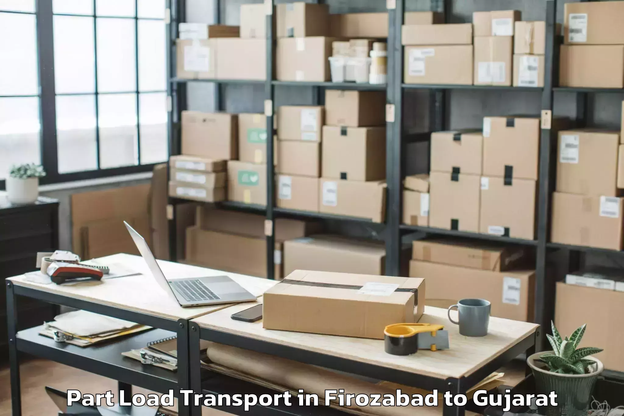 Top Firozabad to Madhavkampa Part Load Transport Available